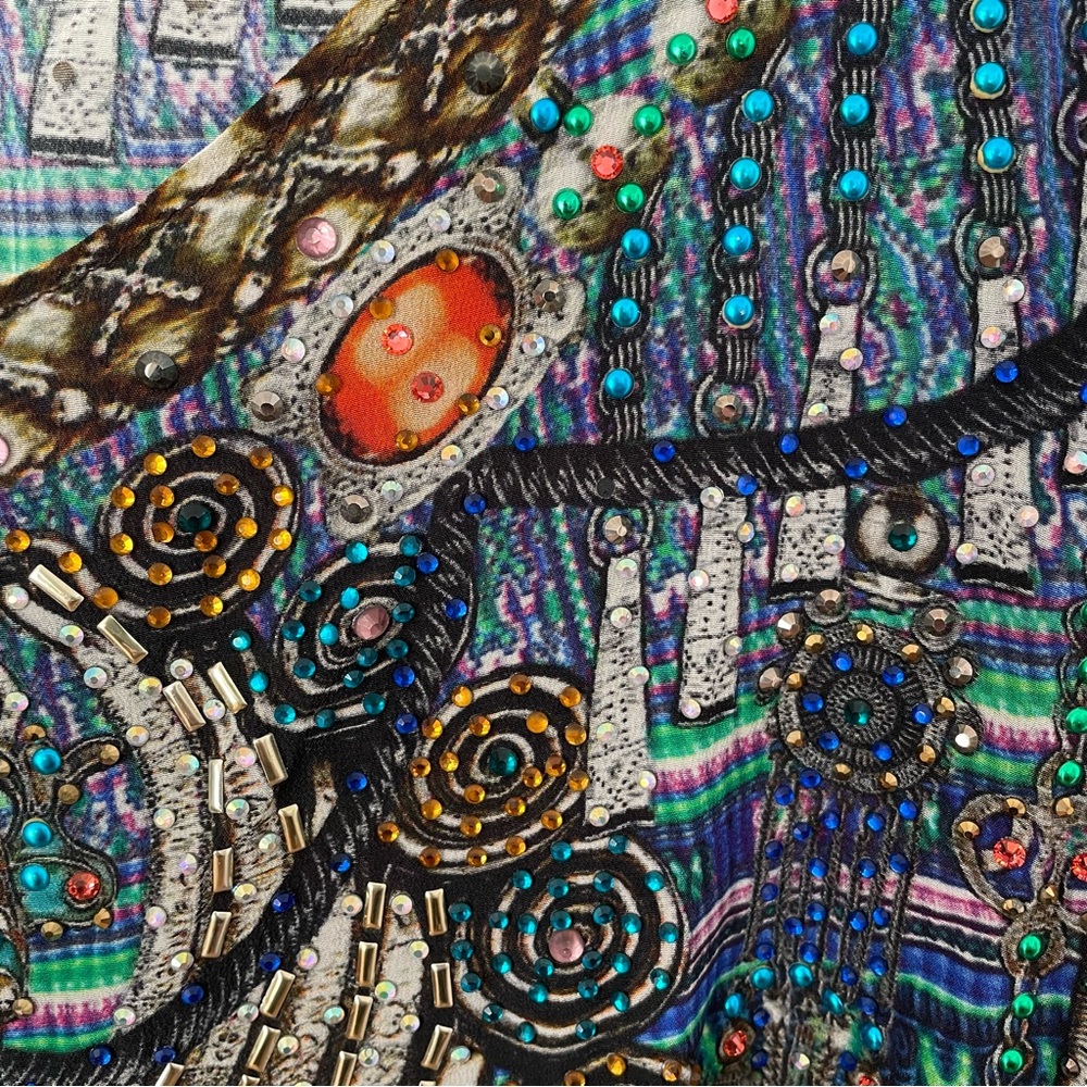 Camilla Crystal  Round Neck Kaftan Maxi Dress in Ancient Paj Ndau - Picture 12 of 16